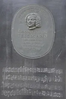 Republic Of Germany Prints: Telemann stele with relief of the composer Georg Philipp Telemann