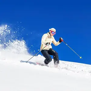 Sportsman Prints: Telemark skier doing a freeride session at a perfect winter day