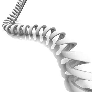 Curled Prints: Telephone cord on white background