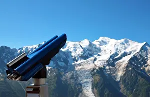 Valley View Prints: Telescope with Mont Blanc massif