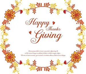 Thanksgiving Prints: Template for card thanksgiving, with plant of autumn leaves frame. Vector