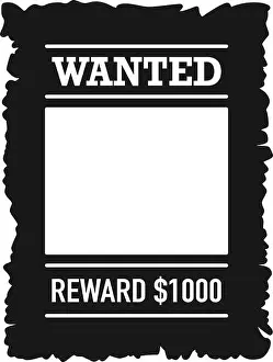 Outlaw Prints: Template of wanted poster with blank frame in vector silhouette