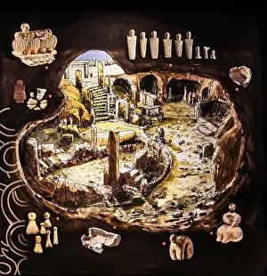 Pedigree Dog Prints: Temple map with sites, museum at the megalithic Ggantija Temple