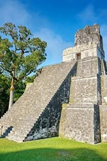 Images Dated 29th February 2016: Temple of the Masks, El Peten, Grand Plaza, Tikal National Park, Guatemala