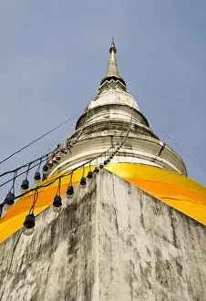Chiang Mai Prints: Temple Wat Phra Singh, Chiang Mai, Thailand, worm's eye view