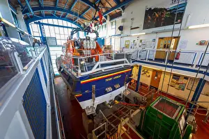 Holiday Resort Prints: Tenby RNLI lifeboat station interior and RNLB Haydn Miller lifeboat