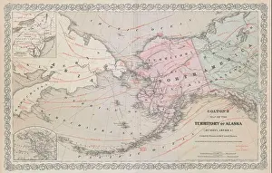 New York Prints: Territory of Alaska ceded by Russia to the United States. COLTON 1869 old map