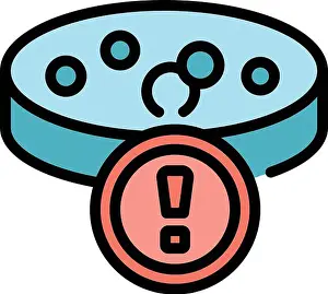 Microbe Prints: Test petri dish icon. Outline Test petri dish vector icon for web design isolated on white background color flat