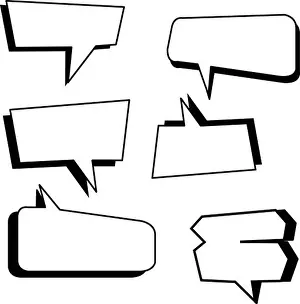 Dialog Prints: Text boxes comic set vector illustration with isolated white background