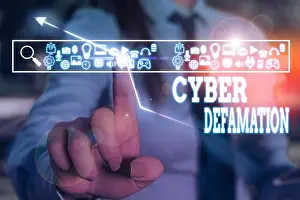 Regulation Prints: Text sign showing Cyber Defamation