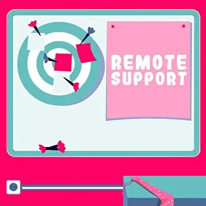 Helpdesk Prints: Text sign showing Remote Support