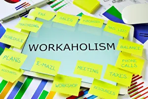 E Mail Prints: the text workaholism in a tablet computer full of sticky notes with different tasks