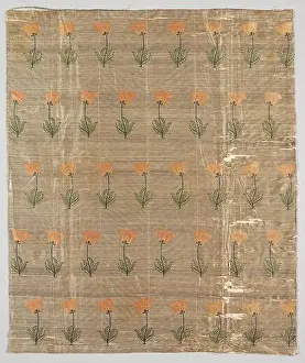 Textile with field of poppies on a golden ground