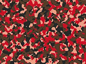 Camo Prints: Textured red and brown camouflage pattern