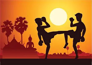 Boxer Prints: Thai Boxing Muay Thai martial art famous sport