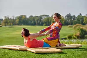 Gymnastic Prints: Thai massage pose outdoor