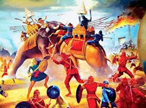 Thailand: A contemporary Thai mural showing King Naresuan of Siam (1555/1556 - 25 April 1605)
