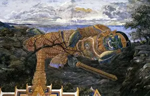 Kaew Prints: Thailand: Sleeping Khumphakan, Ramakien (Ramayana) murals