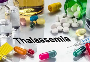 Pills Prints: Thalassemia, medicines as concept of ordinary treatment, conceptual image