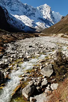 Everest Prints: Thame Sherpa village, Thame Khola valley with Tengkang Poche (6500)