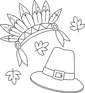 Thanksgiving Indian Headdress Pilgrim Hat Coloring