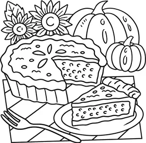 Thanksgiving Pumpkin Pie Coloring Page for Kids