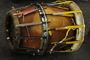 South India Prints: The thavil (Tamil:தவில்) or tavil is a barrel shaped percussion instrument from Tamilnadu