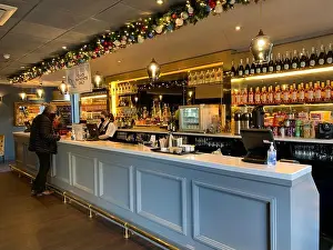 Bull Ring Prints: Theatre Bat Out of Hell Birmingham UK bar beer counter mask black bottles bottle wearing masks lights lighting cans