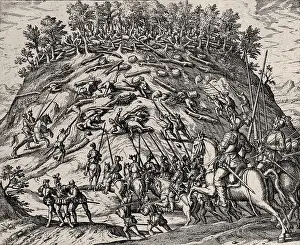 New World Prints: Theodor de Bry - Pedro De Alvarado Seeking the Seven Cities of Cibola in New Mexico