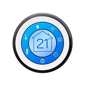 Thermometer Prints: Thermostat displaying temperature in Celsius scale and different icons