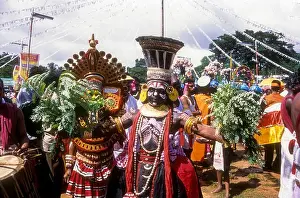 Kerala Prints: Theyyam dancers in Atham Athachamayam festival at Thrippunithura Tripunithura near Ernakulam