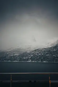Brim Prints: Thick fog over snowy mountains in the Lyngen Alps in arctic Norway