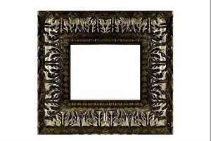 Thick unique frame rectangular rough wide carved creative template white background