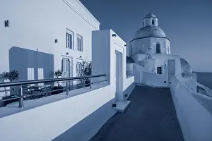 Cyclades Prints: Thira, Santorini. Toned image of the famous village Thira located at one of the Cyclades island of Santorini