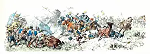 Thirty Prints: Thirty Years War. Attack of the German Imperial Lancers on the Swedish infantry