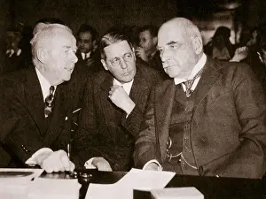 Hearing Prints: Thomas W Lamont, George Whitney, and JP Morgan, American financiers, 1930s