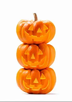 Orange Color Prints: Three-tiered Halloween pumpkin ghost