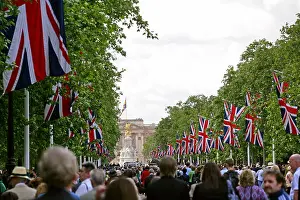 2008 Prints: A Throng of People in the Mall Waiting for the Queen to Appear on the Balcony of Buckingham Palace After Trooping
