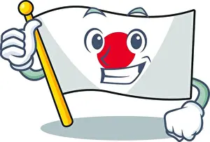 Accept Prints: Thumbs up flag Japan isolated with the character