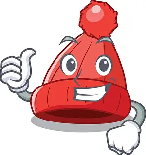 Approval Prints: Thumbs up homemade funny and warm beanie cartoon