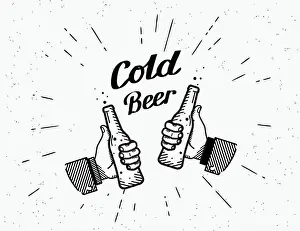 Friday Prints: Thumbs up symbol icon with beer bottle