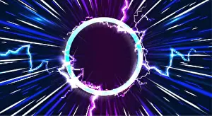 Spark Prints: Thunderbolt electricity lightning power effect ball round shape vector background