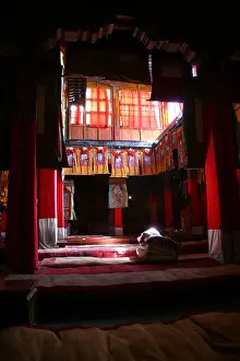 Beds Prints: Tibetan Interior, Sera Monastery, Lhasa, Tibet, China