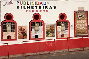 Bull Ring Prints: The ticket office at the bull ring in Nazare in Portugal