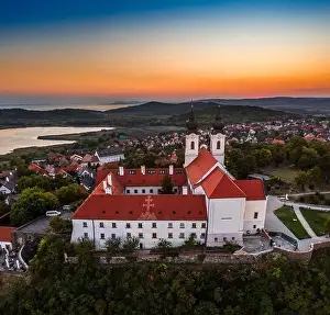 Tihany, Hungary - Aerial view of the famous Benedictine Monastery of Tihany (Tihany Abbey)
