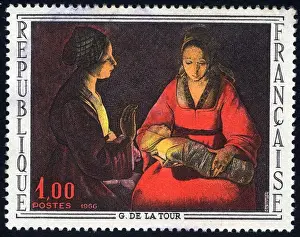 1966 Prints: Timbre G. de la Tour, République Française, 1, 00, Postes, 1966
