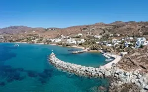 Tinos Prints: Tinos island, Cyclades Greece. Aerial drone view of Agios Romanos village