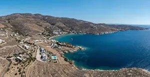 Tinos island, Cyclades Greece. Aerial drone view of Agios Romanos village