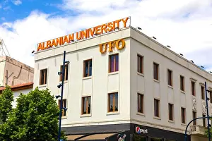 Albania Prints: Tirana, Albania. UFO, Albanian university