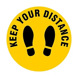 Social Distancing Prints: Titel	 Keep Your Distance Round Floor Marking Icon with Text